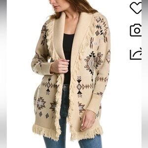WILDFOX Aztec Adobe Fringe Cardigan size small